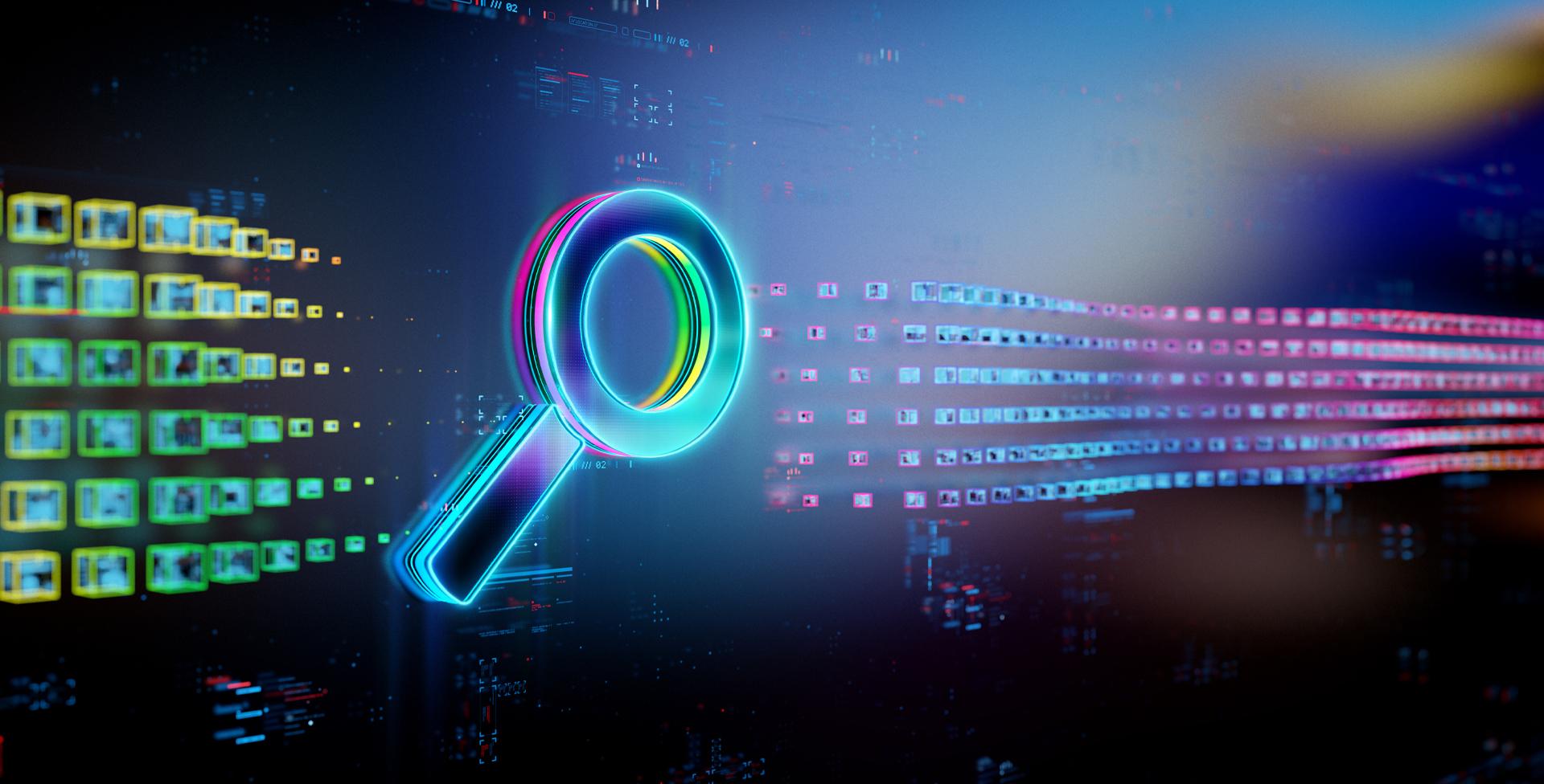 Colorful magnifying glass illustration