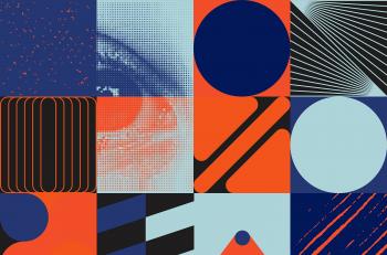 Abstract graphic collage of geometric shapes