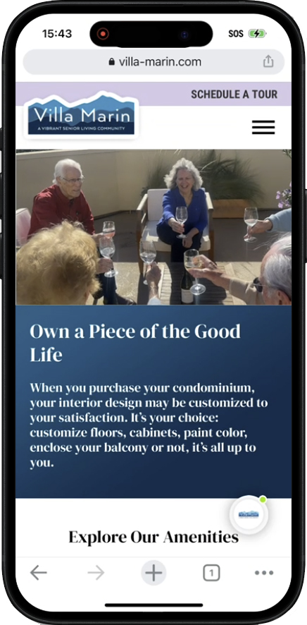Villa Marin website on mobile device