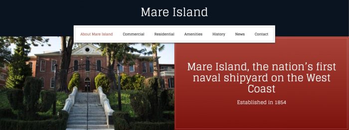 Screenshot of the Mare Island website