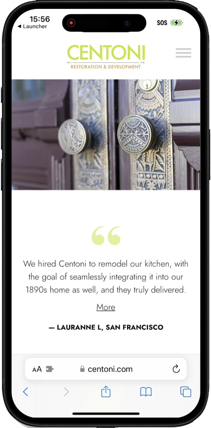 Centoni.com on a mobile device