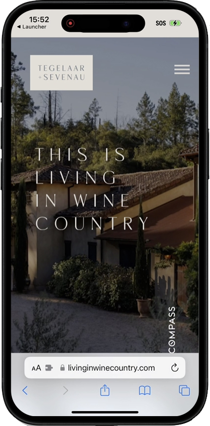 LivingInWineCountry.com on a mobile phone