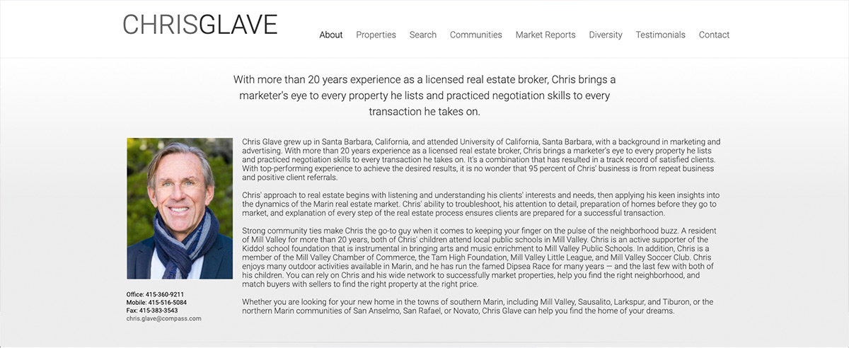 Image for post about A New Website for Realtor Chris Glave