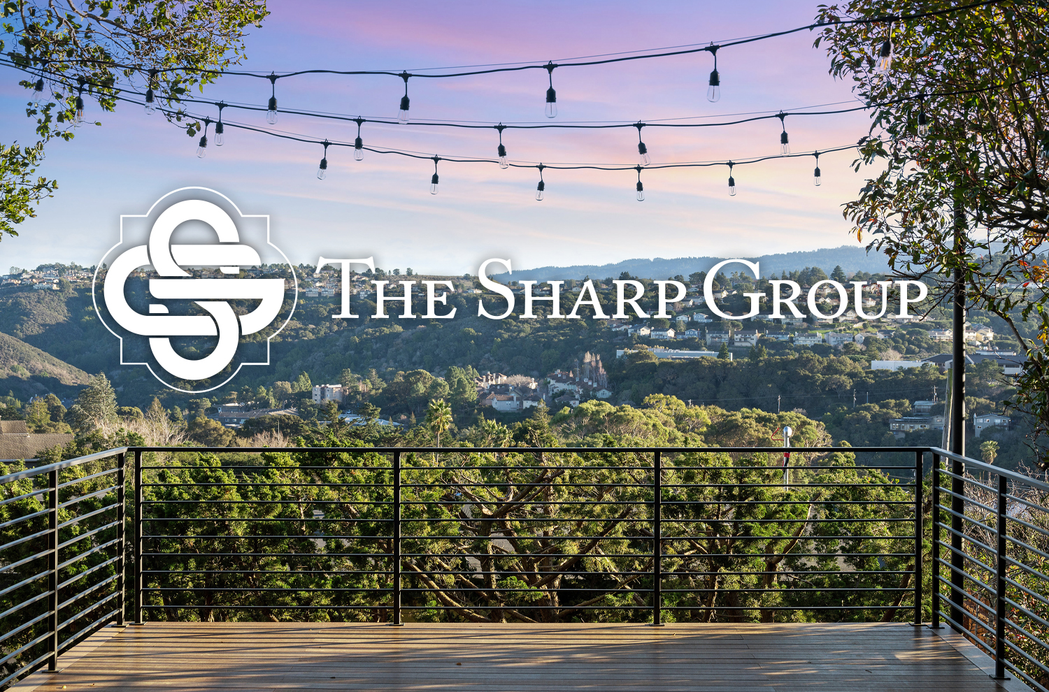 View of Burlingame, CA with The Sharp Group logo