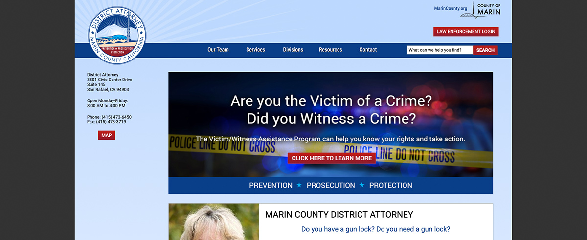 Image for post about Marin County District Attorney: Website Launch