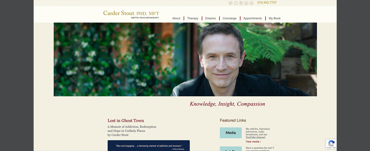 Image of Screenshot of the website for Dr. Carder Stout