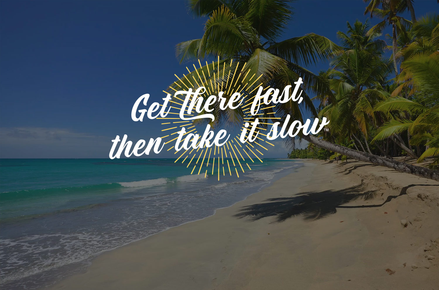 Image of Palm Trees and text "Get there fast..."