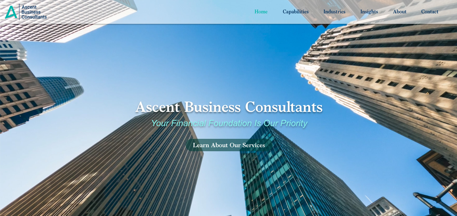 Homepage of Ascent Business Consultants