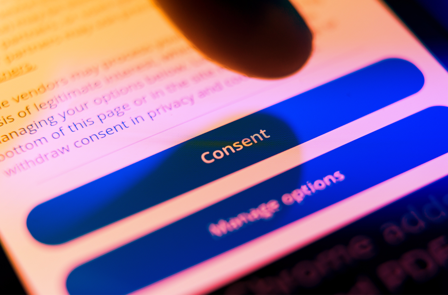 Cookie consent button on website